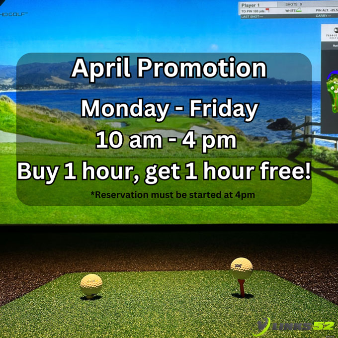 April Promotion, Monday-Friday 10AM-4PM Buy 1 hour, get 1 hour free